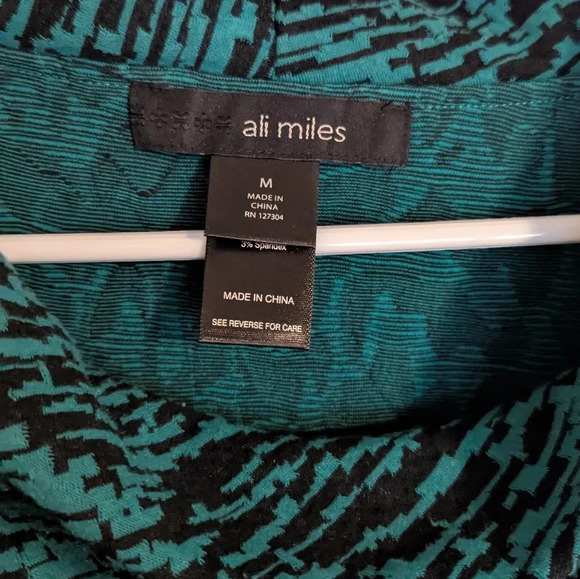 Ali Miles Green Asymmetrical Cowl Neck Tunic sz M - Picture 3 of 4